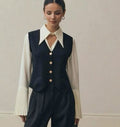 Single-Breasted Tailored Waistcoat | Pleated Wide-Leg Trousers