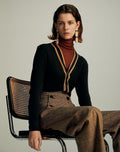 Tipped Contrast Knit Cardigan