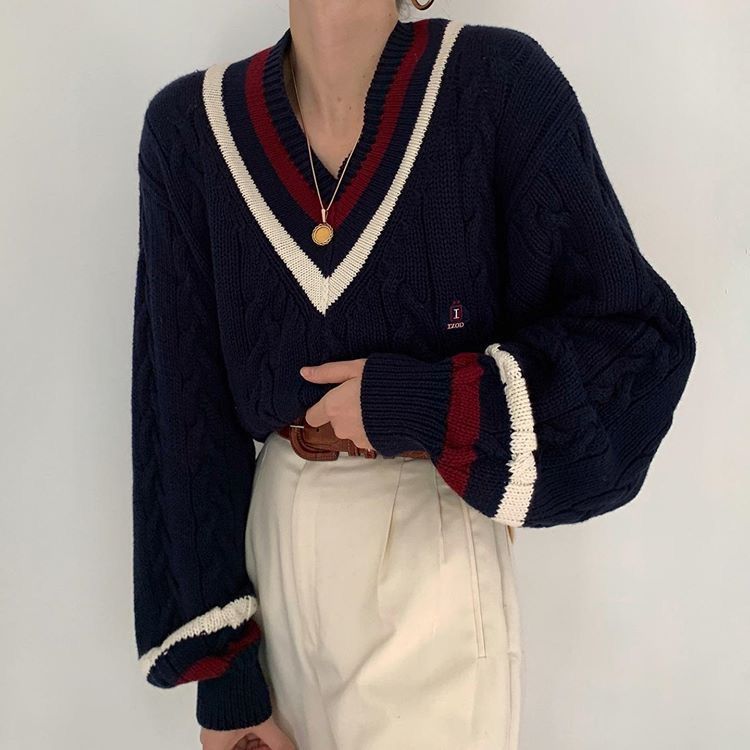 Vintage-Inspired Cable-Knit Cricket Sweater